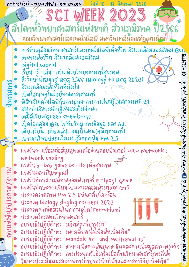 ขอเชิญเข้าร่วมงาน สัปดาห์วิทยาศาสตร์แห่งชาติ ส่วนภูมิภาค ประจำปี 2566